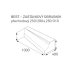 obrubník BEST zastávkový bus přechodový 1000x150-400x250-290mm levý