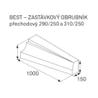 obrubník BEST zastávkový bus přechodový 1000x150-400x250-290mm pravý