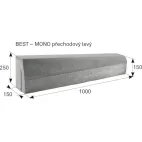 BEST-MONO obrubník přechodový levý 1000x250x150mm, přírodní