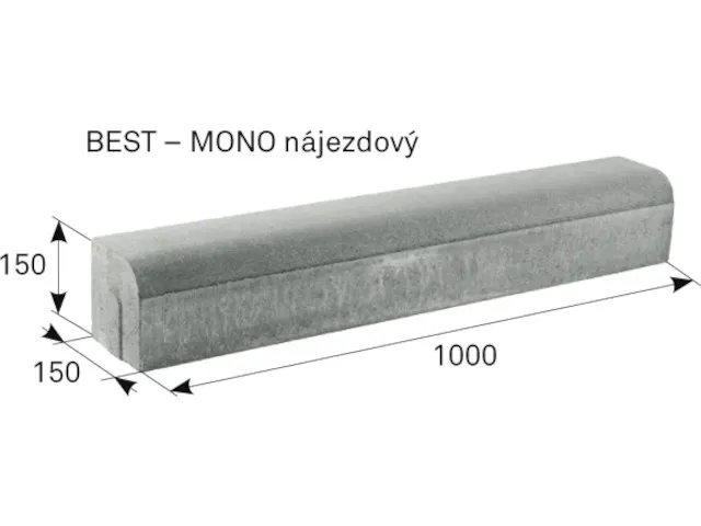 BEST-MONO obrubník nájezdový 1000x150x150mm, přírodní