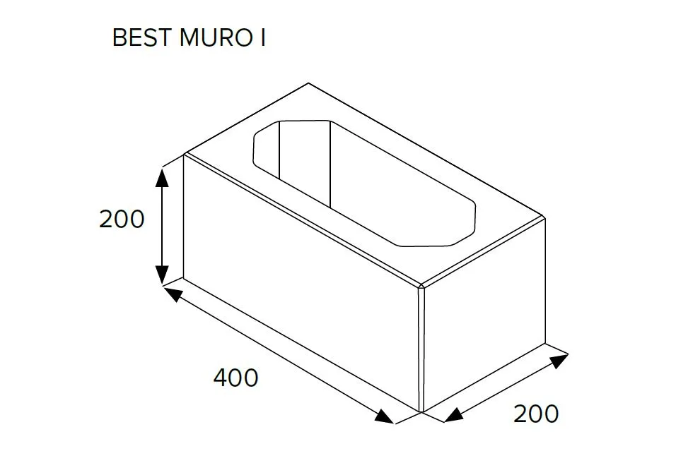 BEST-MURO  I, plotová tvárnice 400x200x200mm,  přírodní