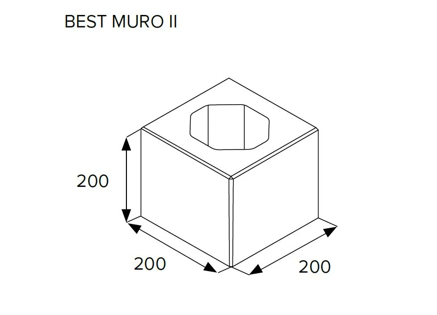 BEST-MURO II-půlka, plotová tvárnice 200x200x200mm,  přírodní