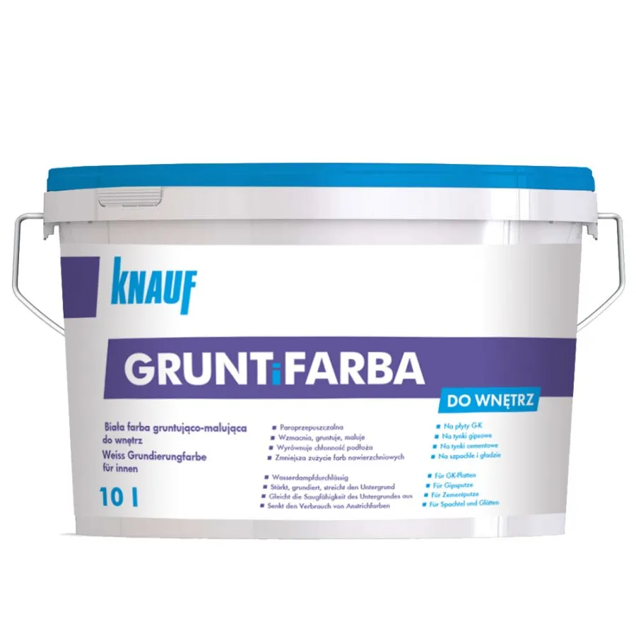 KNAUF bílá penetrace a barva v jednom, GRUNTiFARBA, 10l