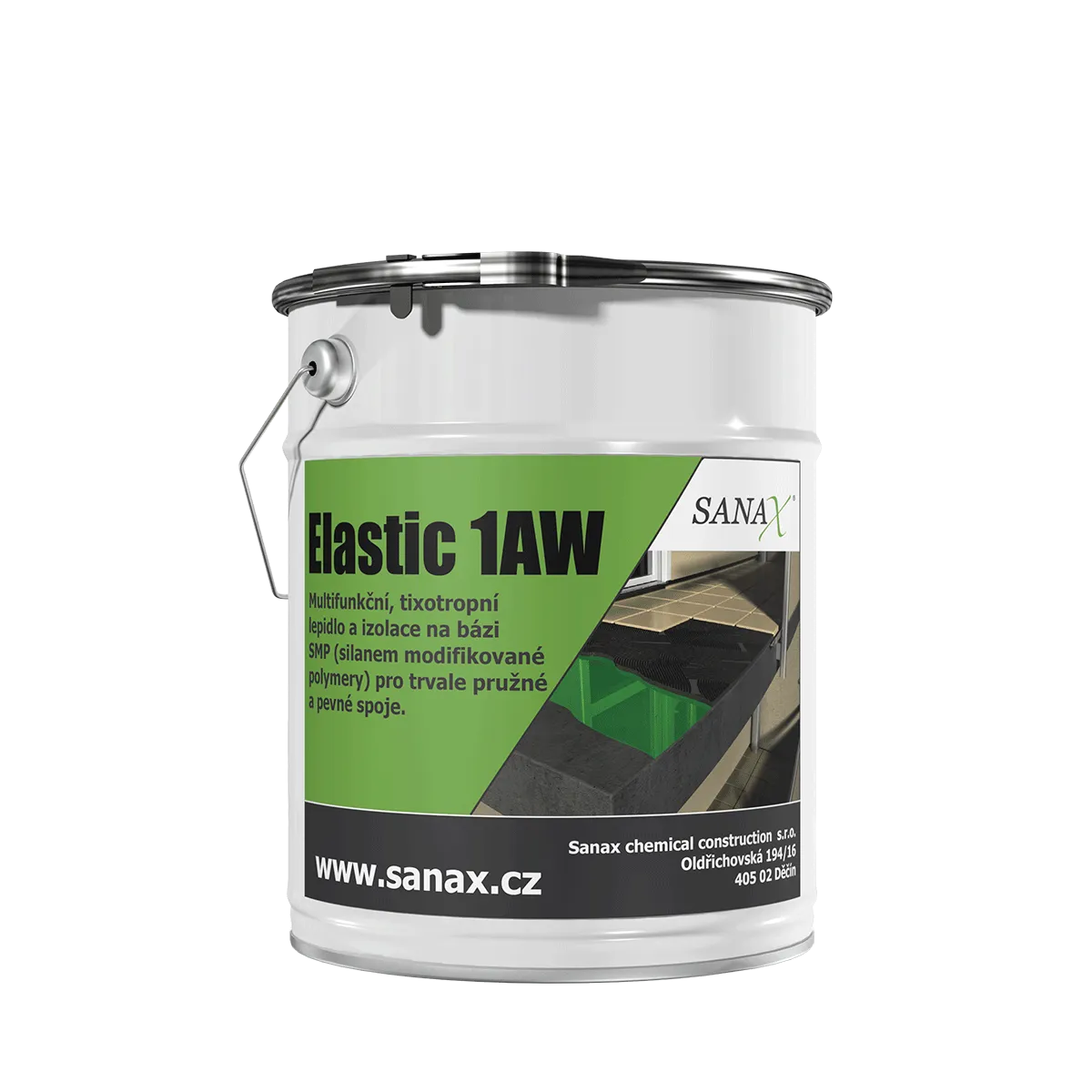 SANAX ELASTIC 1AW, hydroizolace SMP a lepidlo v jednom pro tvale pružné a pevné spoje, 9kg