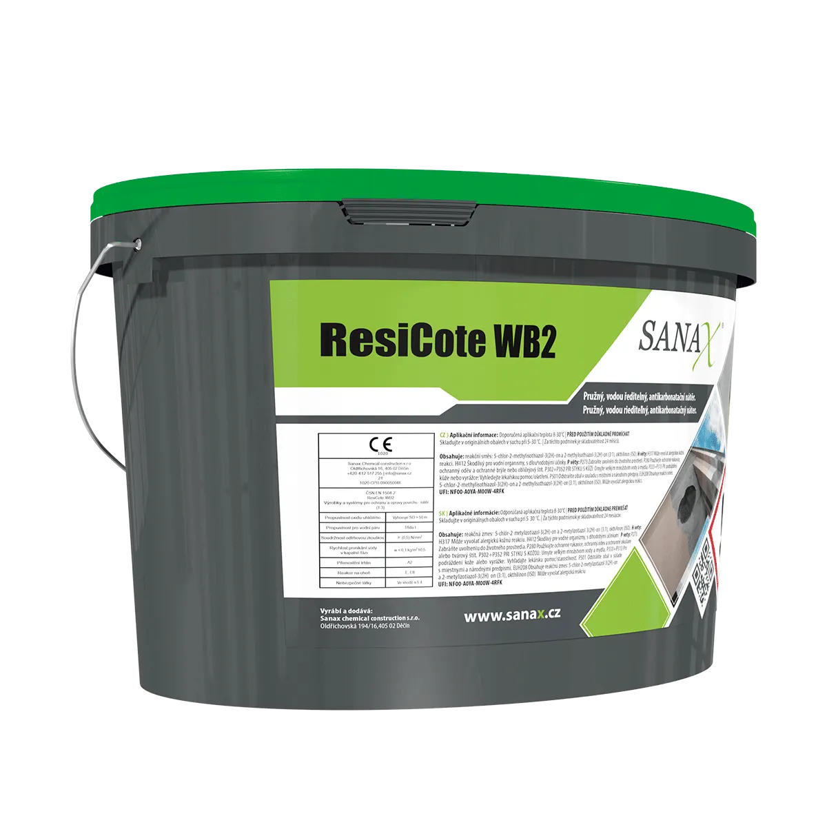 SANAX RESICOTE WB2, antikarbonatační nátěr dekorativní, konečný nátěr na beton, 10l, RAL 7035