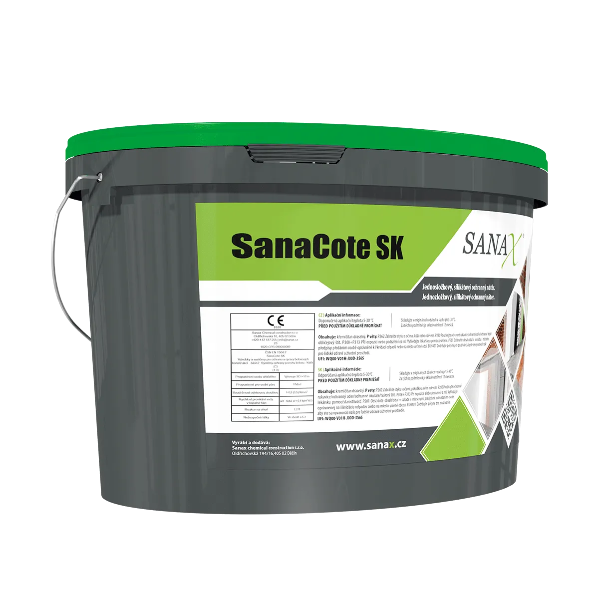 SANAX SANACOTE SK, silikátový ochranný nátěr na zděné konstrukce, 14kg, bílý