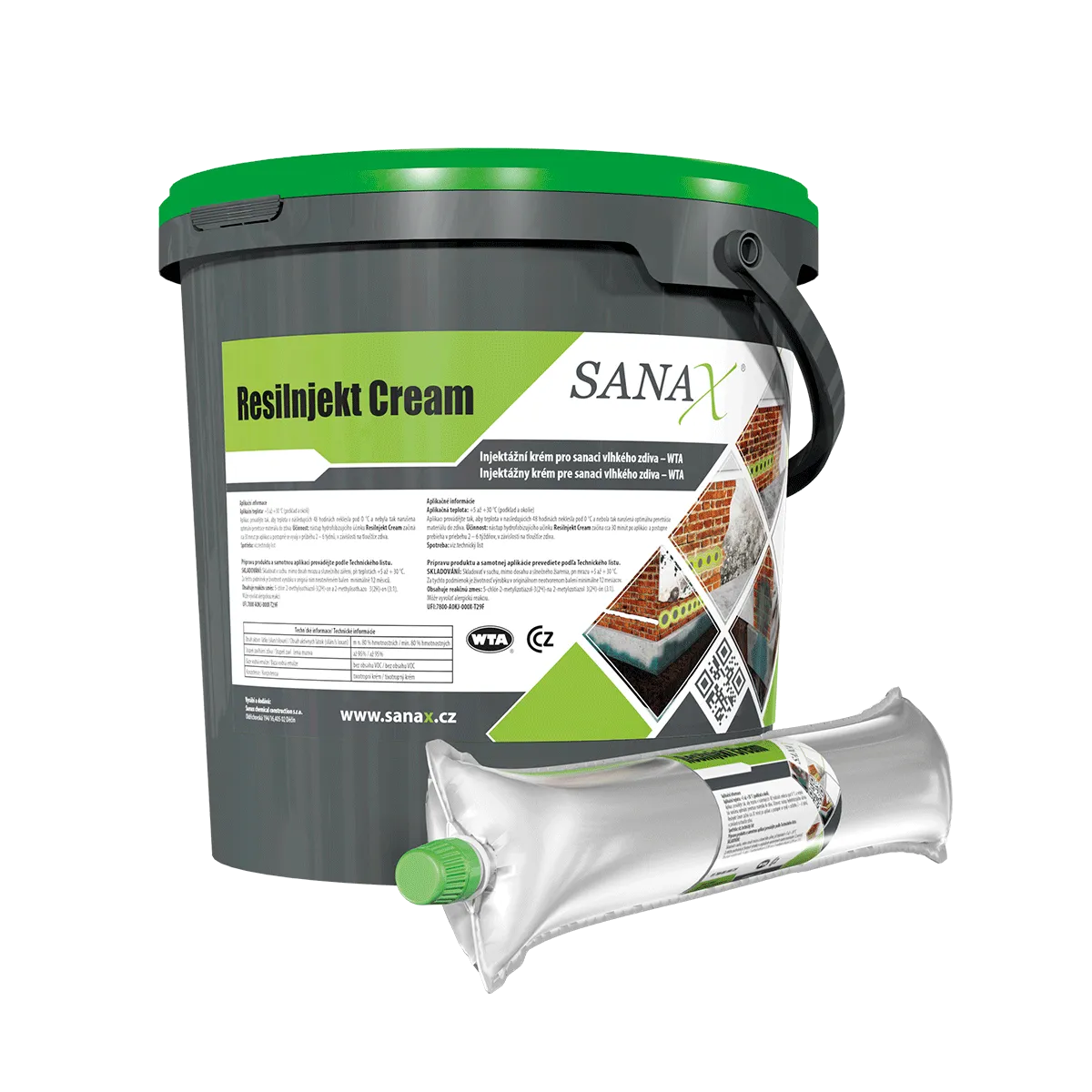 SANAX RESILNJEKT cream proti vzlínající vlhkosti ve zdivu, 500ml + hadička 60cm