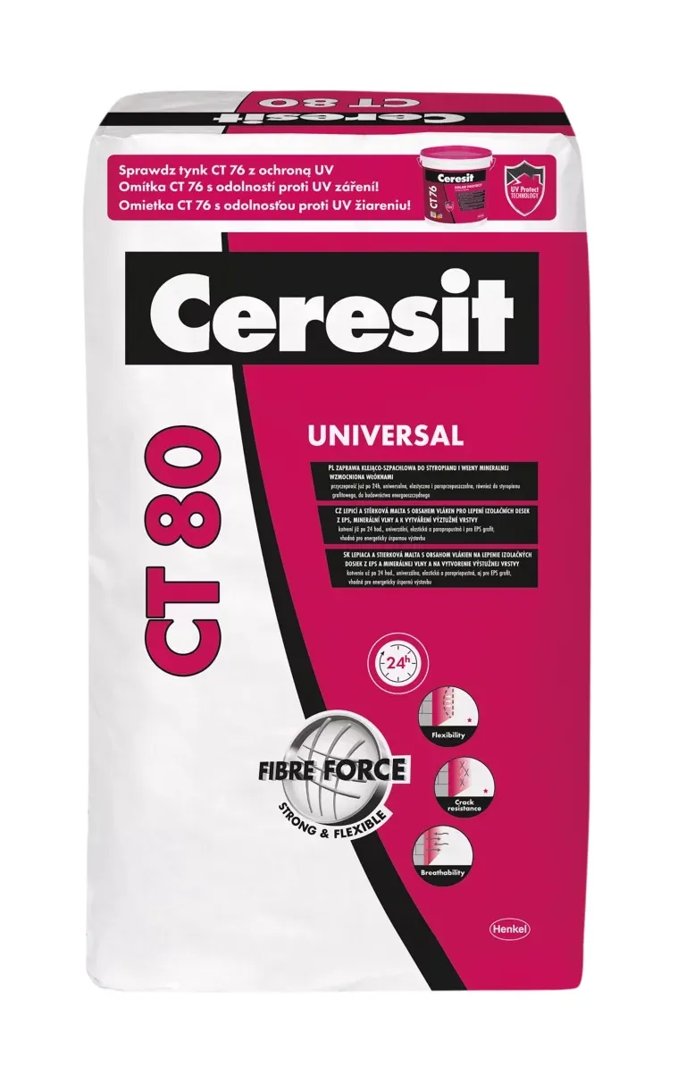 lepidlo  Ceresit  CT 80 lepení+stěrka na zatepl.systém vata+EPS, 25kg