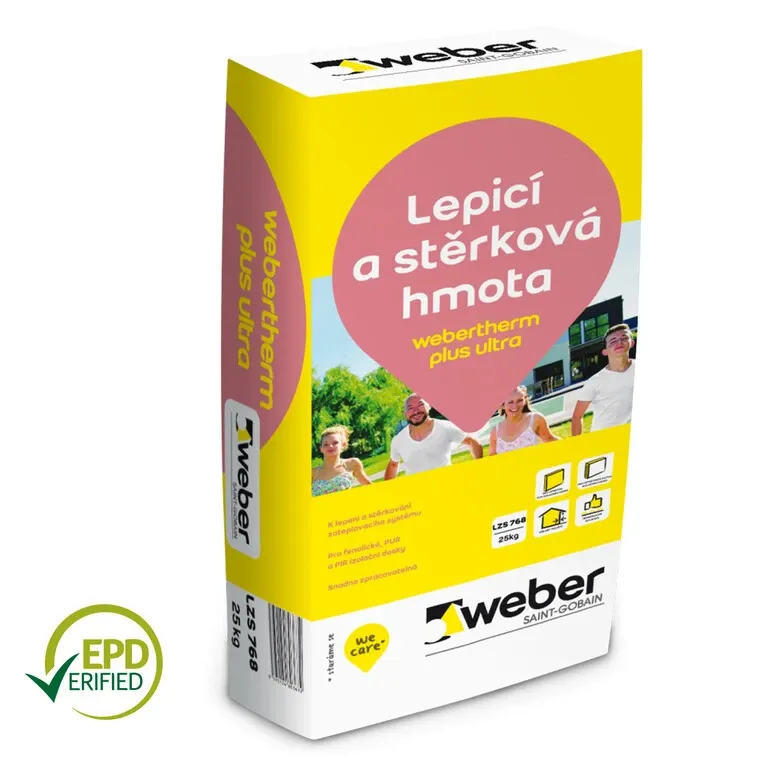 Lepidlo  a stěrka šedá weber therm plus ultra na fenolické desky, 25kg