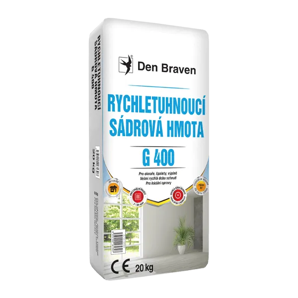 DenBraven Rychletuhnoucí sádrová hmota G400 20 kg pytel bílá