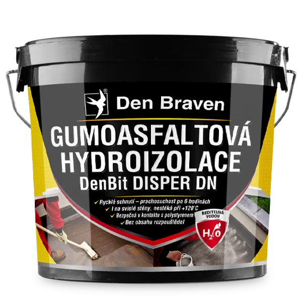 DenBraven DenBit DISPER DN - Gumoasfaltová hydroizolace 5 kg kbelík černá