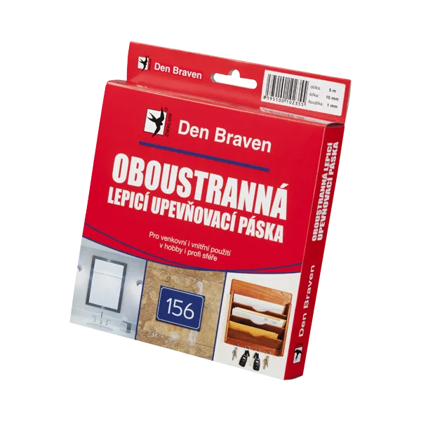DenBraven Oboustranně lepicí upevňovací páska v krabičce 15 mm × 1 mm, délka 5 m 5 m bílá