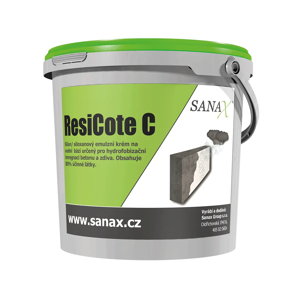 SANAX RESICOTE C, silan/siloxanový hydrofobní krém na betonové konstrukce a zdivo, 10l