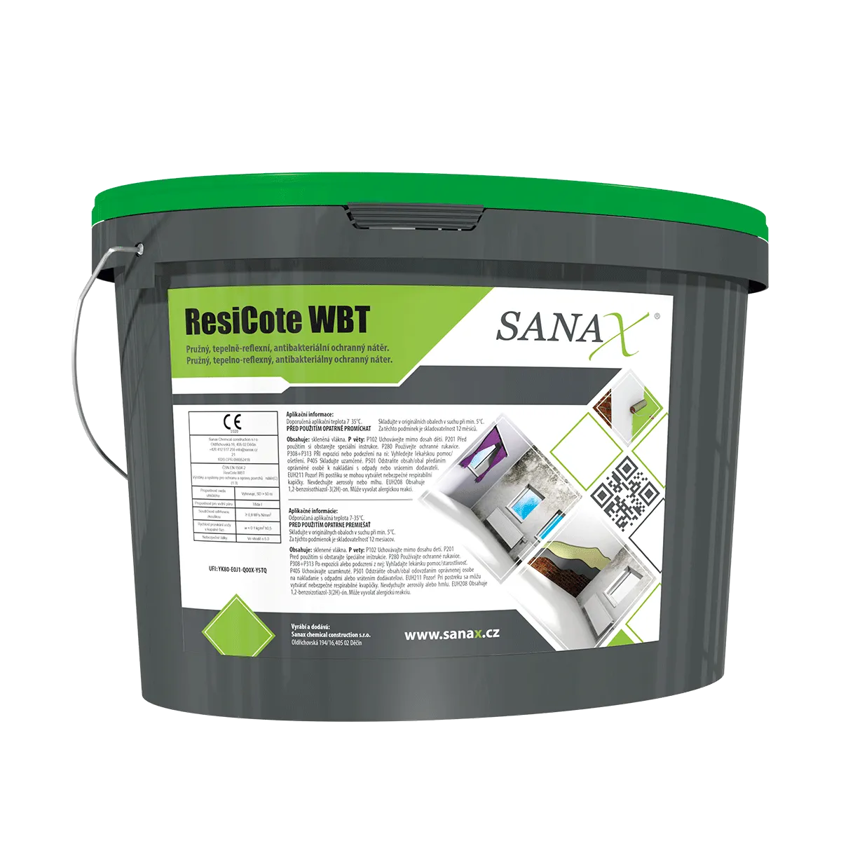 SANAX  RESICOTE WBT, tepelně-reflexní antibakteriální ochranný nátěr, bílý,  9l