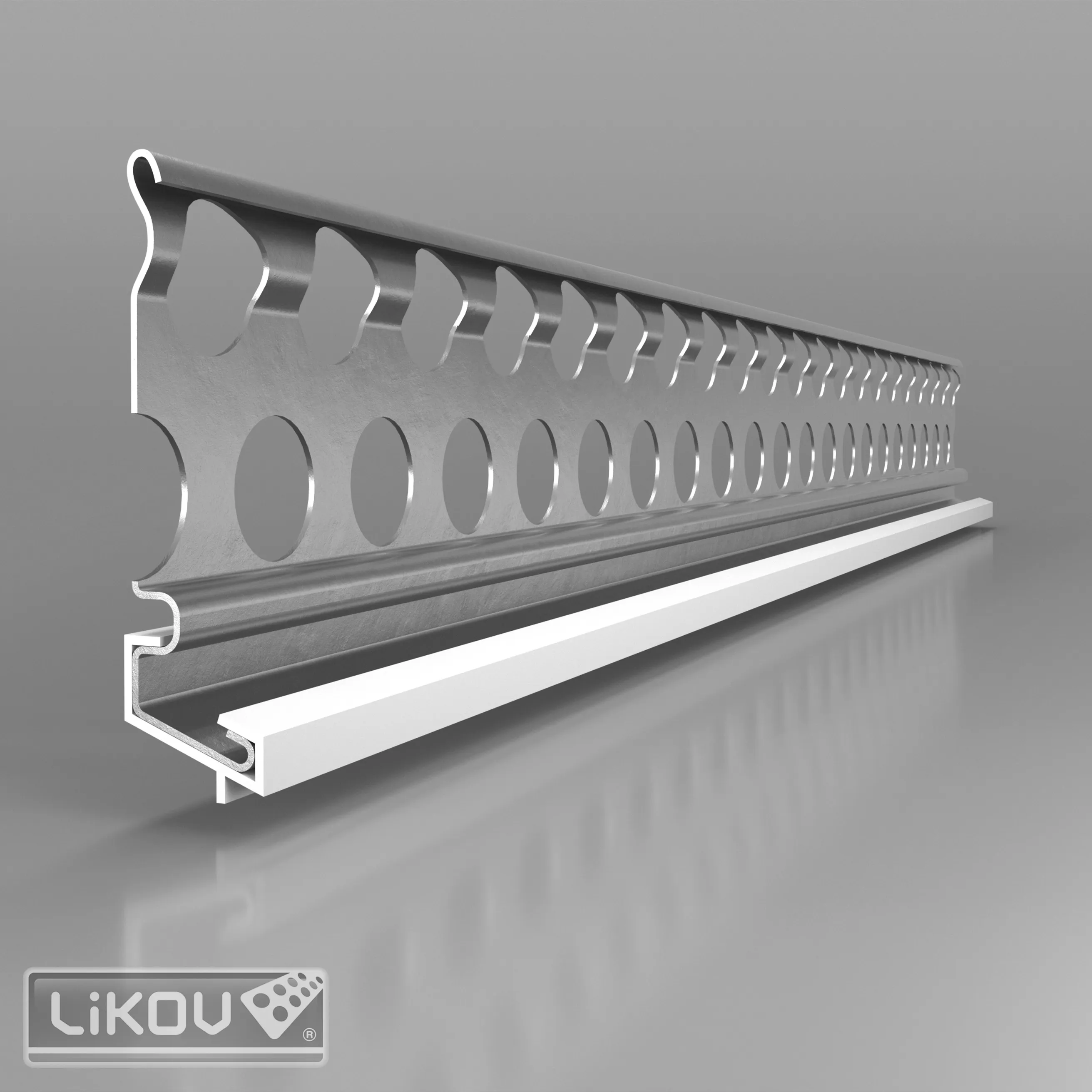 lišta CATNIC profil soklový pro venkovní omítky, 6225 s PVC pro tl.14mm, 3m