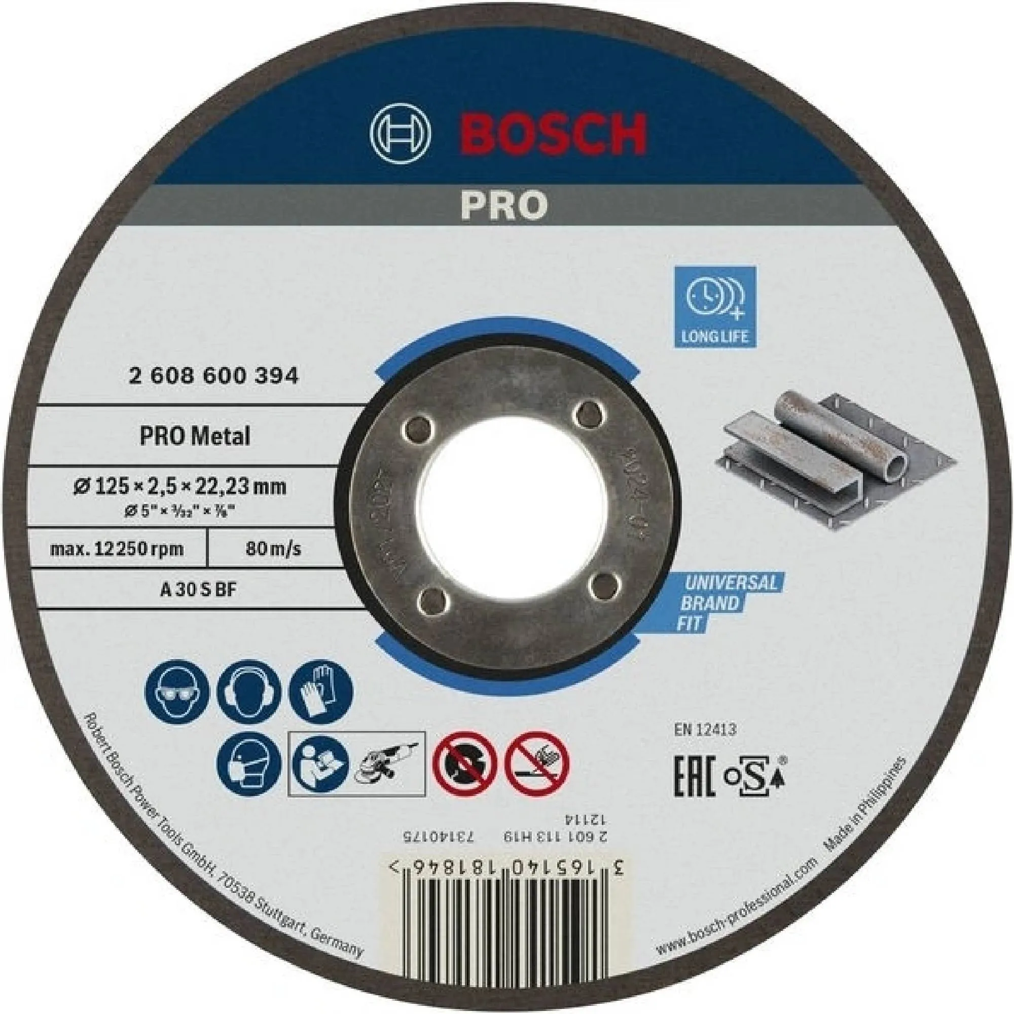 KOTOUČ na ocel BOSCH 125x2,5x22,23mm