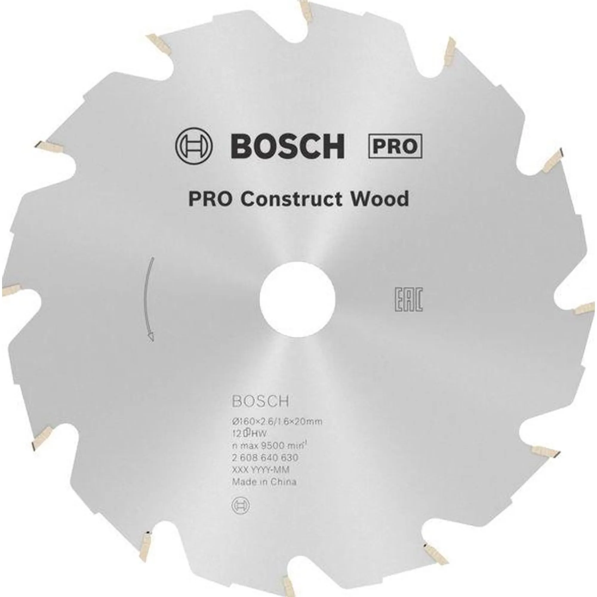 BOSCH Pilový kotouč Construct Wood 160x2,6x20/16 12z