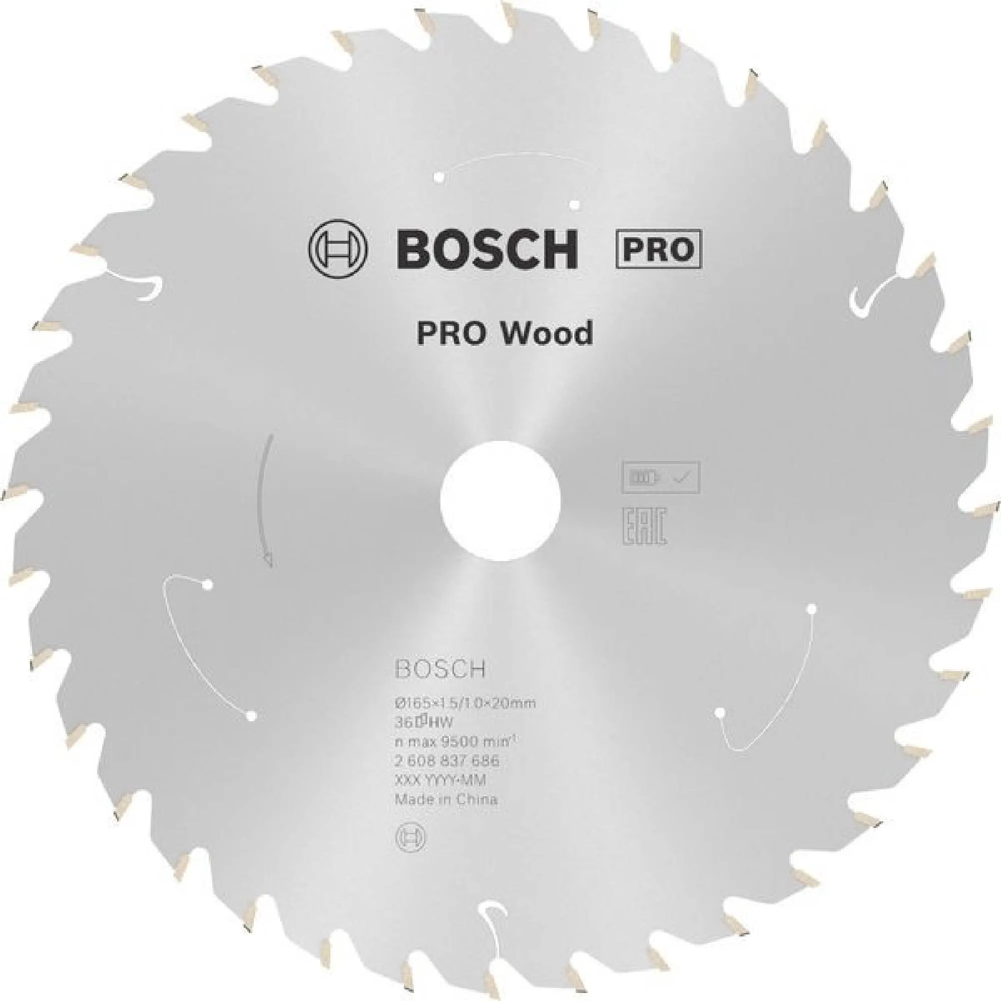 BOSCH Pilový kotouč standard for Wood 165x1,5x20 36z - AKU