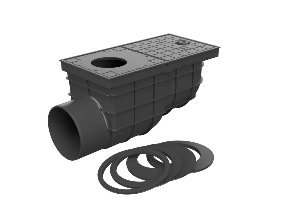 GEIGER HACO lapač střešních vod 110mm černý - boční