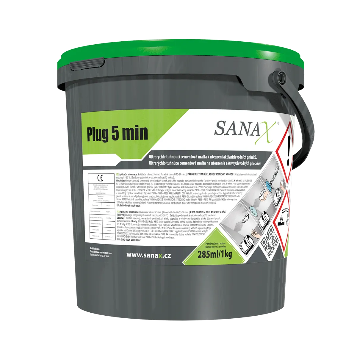 SANAX PLUG  5min., ultrarychle tuhnoucí malta k utěsnění aktivního průsaku, 10kg