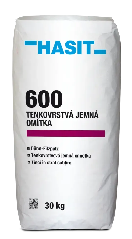 HAS  600 Dünn-Filzputz, jednovrstvá jemná omítka 0-0.5mm i na beton, 30kg