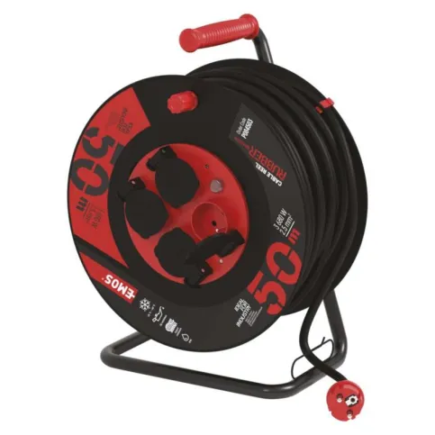 EMOS Kabel prodlužovací na bubnu 50 m / 4 zásuvky / 2,5 mm2 / guma-neopren / černý